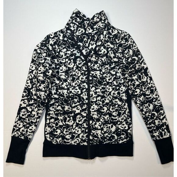 Lululemon Cozy Cuddle Up Jacket Fleur Sombre White Black Style W4IDCS Size 6 - Picture 1 of 14